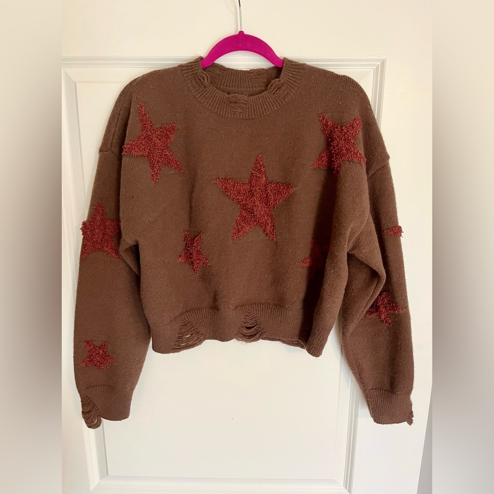 Star knitted crop sweater